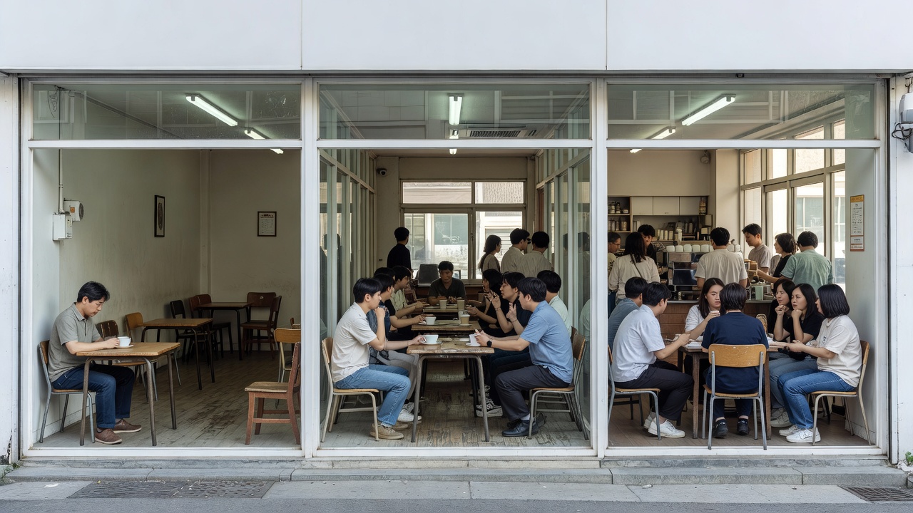 커피 브랜드 비교 시 매출 규모 차이를 나타내는 장면